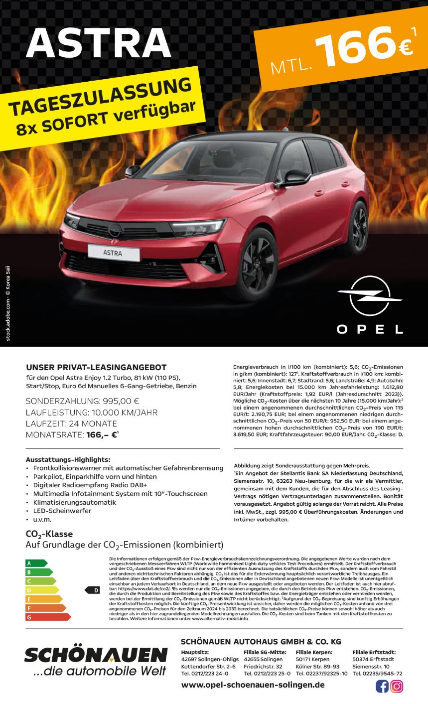 Privat Opel Astra Tageszulassung